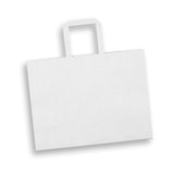 Large Landscape Paper Shopping Bag Flat Handles White - Pack of 50