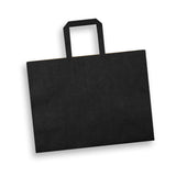 Large Landscape Paper Shopping Bag Flat Handles Black - Pack of 50