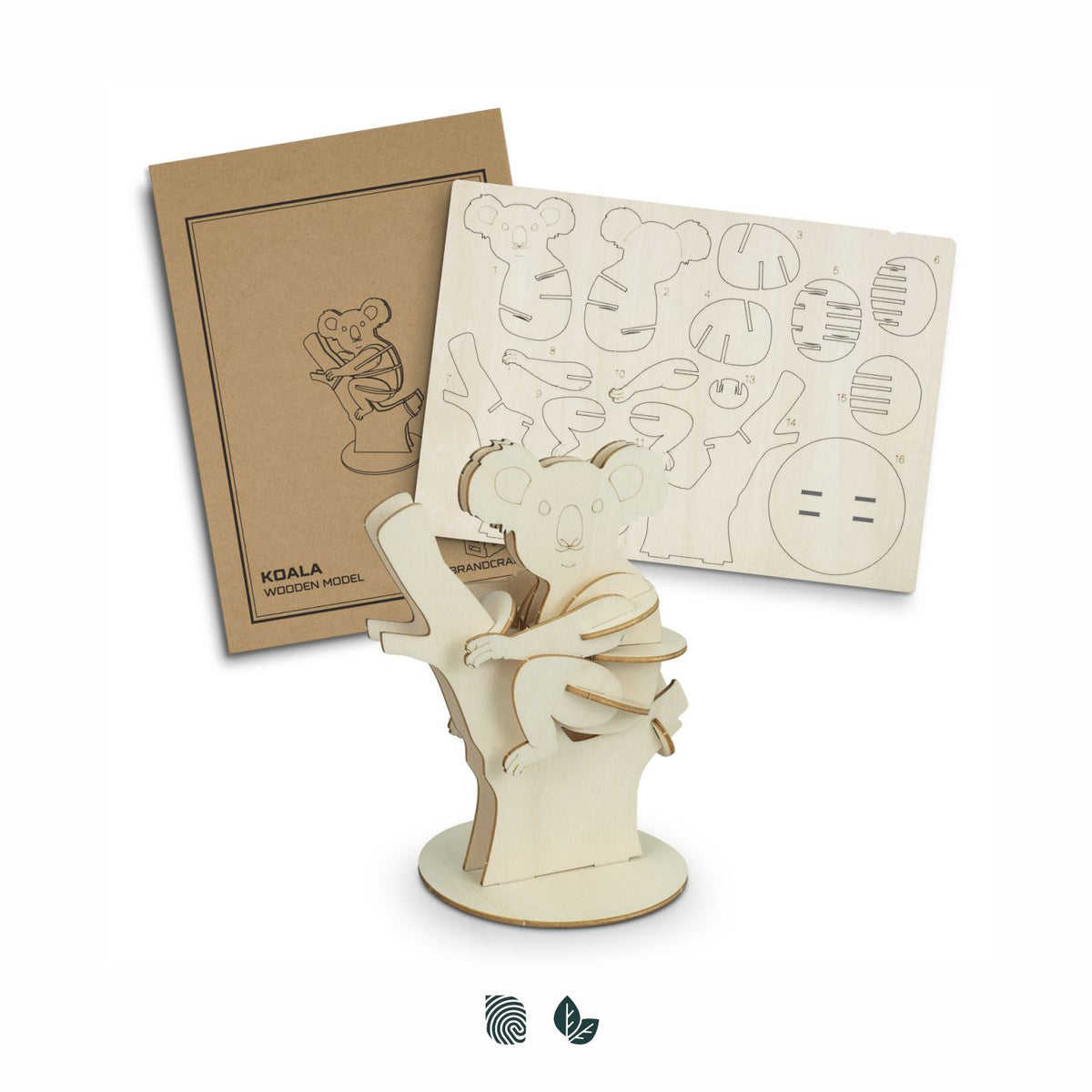 Wooden Koala Model Building Kit Laser Cut Basswood Brandcraft