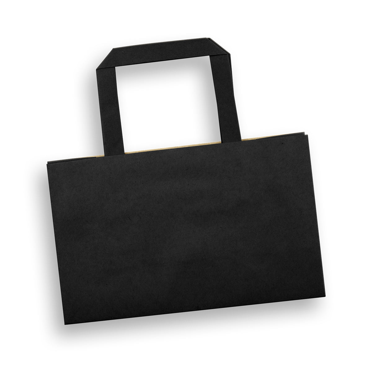 Small Landscape Paper Shopping Bag With Flat Handles Black - Pack of 50