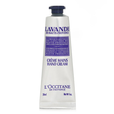 L'Occitane Lavender Harvest Hand Cream in 30ml, soothing lavender scent with moisturizing Shea Butter for soft hands.