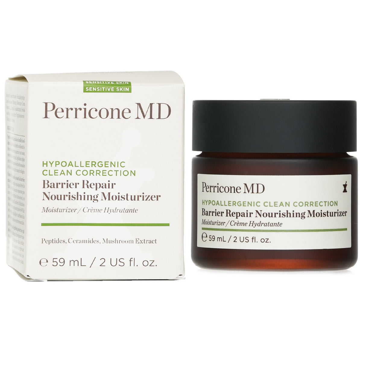 Perricone MD Hypoallergenic Nourishing Moisturizer in a 59ml tube, designed for dry, sensitive skin with hydrating and anti-aging benefits.