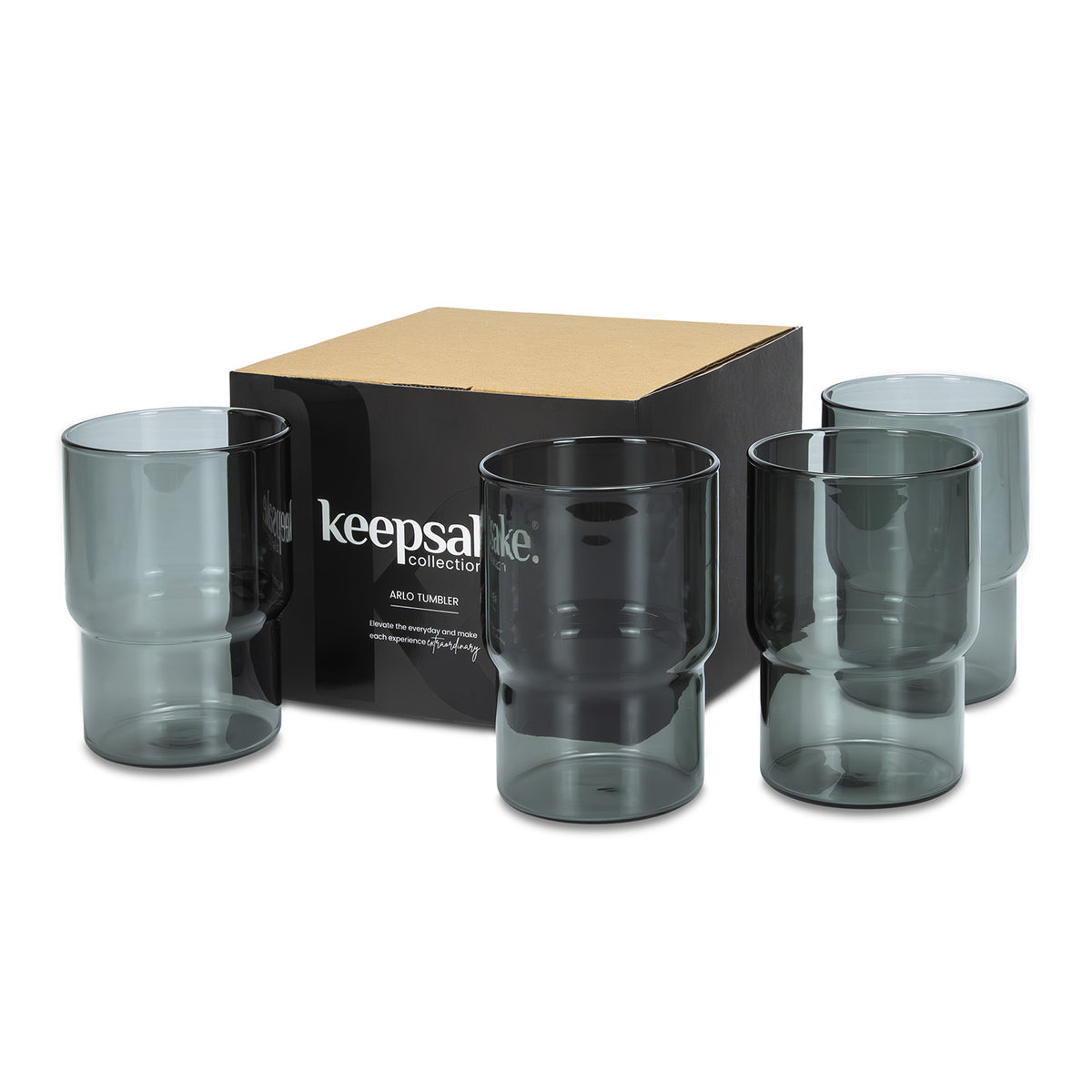 Stackable Tinted Glass Tumblers 350ml Keepsake Arlo - Set of 4