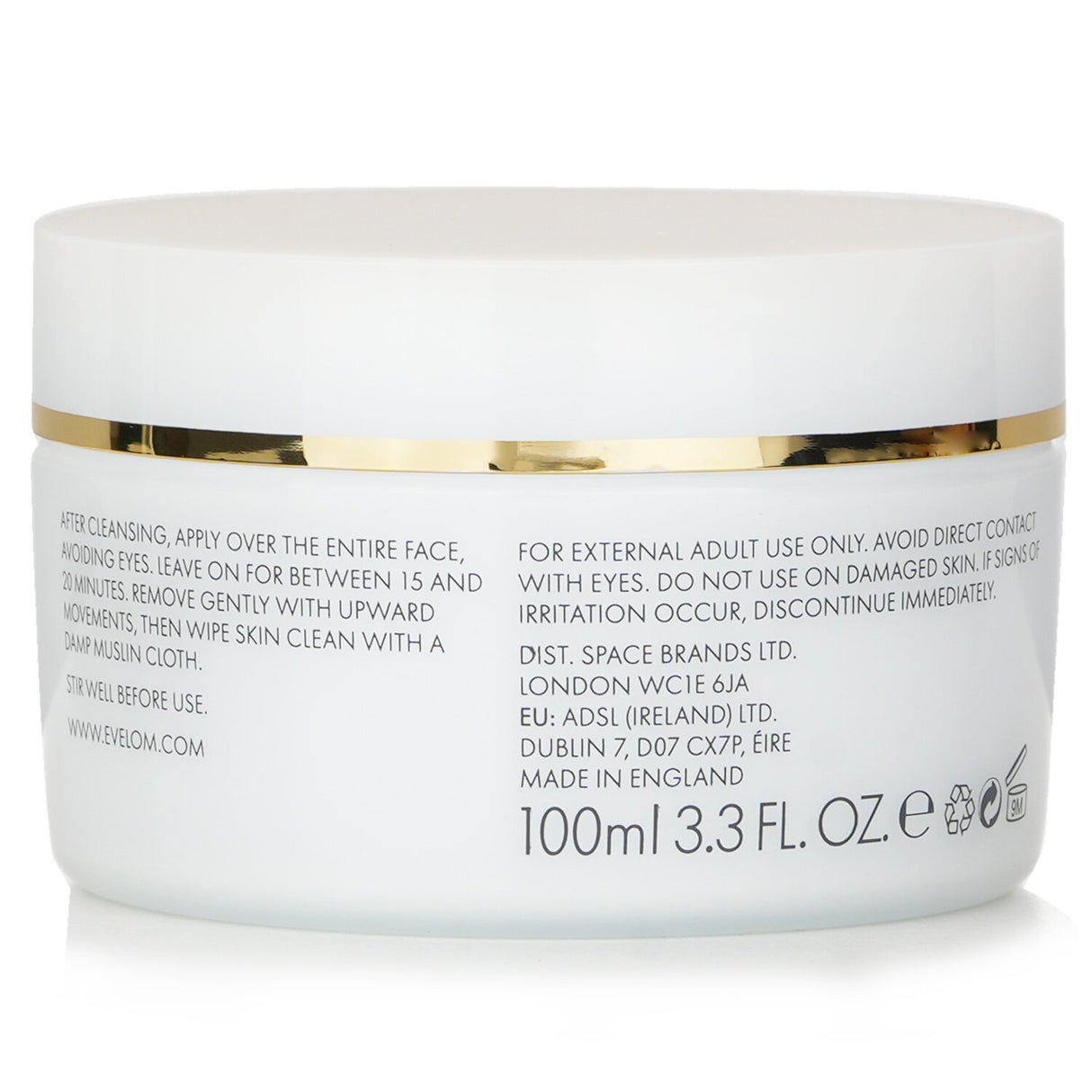 Eve Lom Rescue Mask, 100ml, clay-based treatment rejuvenates skin, absorbs oil, reduces redness, and gently exfoliates.