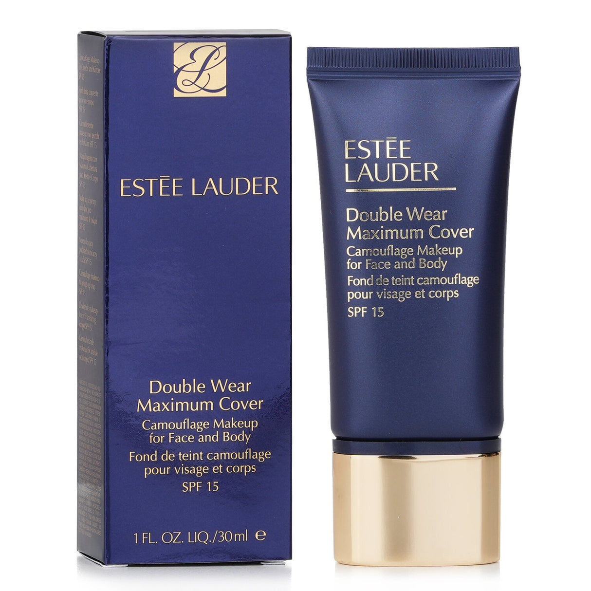 Estee Lauder Double Wear Maximum Cover Makeup in Creamy Vanilla, offering full coverage, SPF 15, and long-lasting, natural finish.