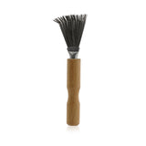 Philip B Hairbrush Cleaner with stainless steel and oak handle, designed to effectively remove hair and buildup for cleaner brushes.