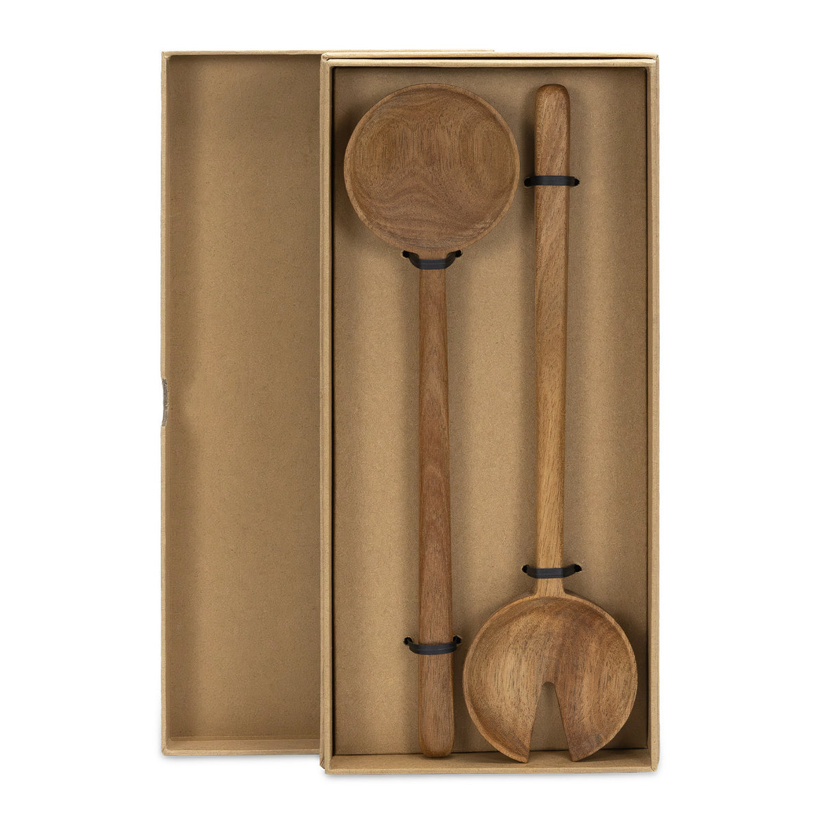 Acacia Wood Salad Server Spoon & Fork Set Keepsake Luca Natural