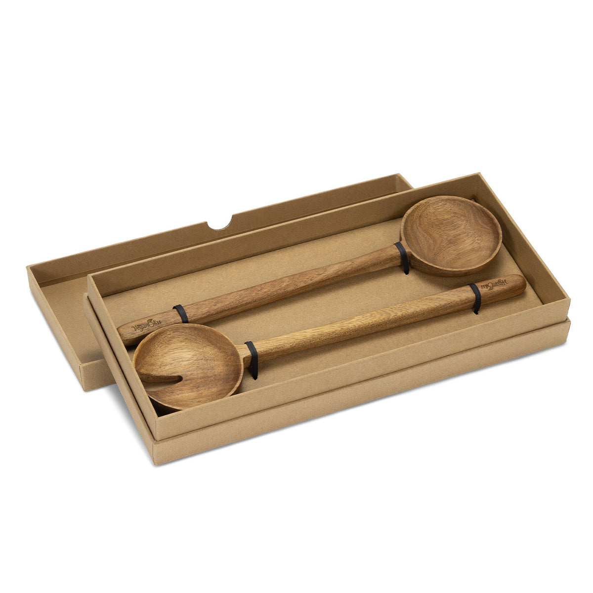 Acacia Wood Salad Server Spoon & Fork Set Keepsake Luca Natural