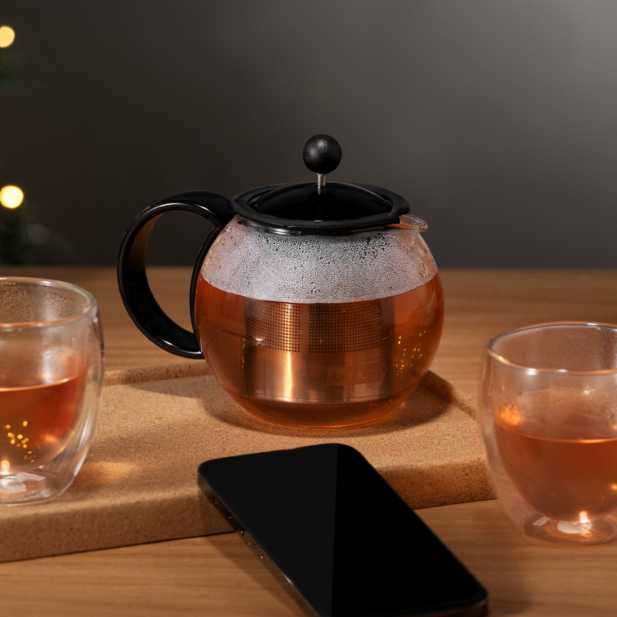 Bodum Assam Glass Tea Press With Infuser 500ml Black