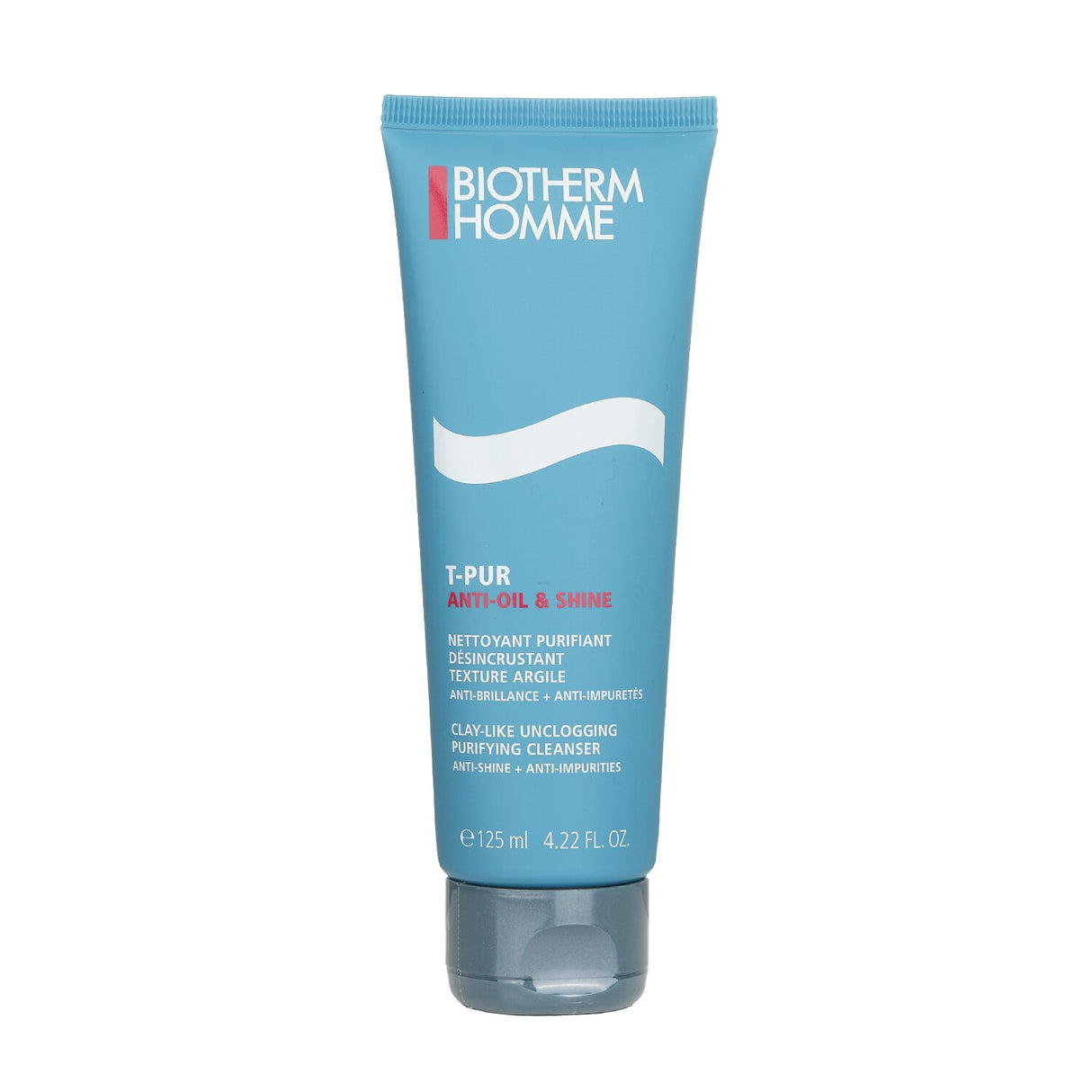 Biotherm Homme T-Pur cleanser: clay-like texture, unclogs pores, purifies skin for a refreshed and healthy look.