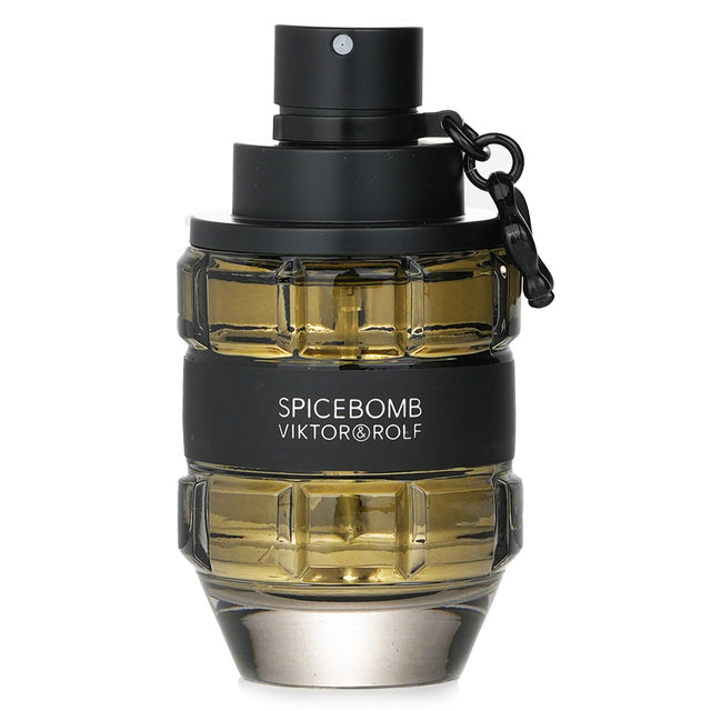 Viktor & Rolf Spicebomb Eau De Toilette Spray, a 50ml woody spicy fragrance with notes of bergamot, saffron, and leather.