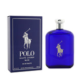 Ralph Lauren Polo Blue 200ml spray, featuring fresh melon and cucumber notes, perfect for modern men's daytime wear.