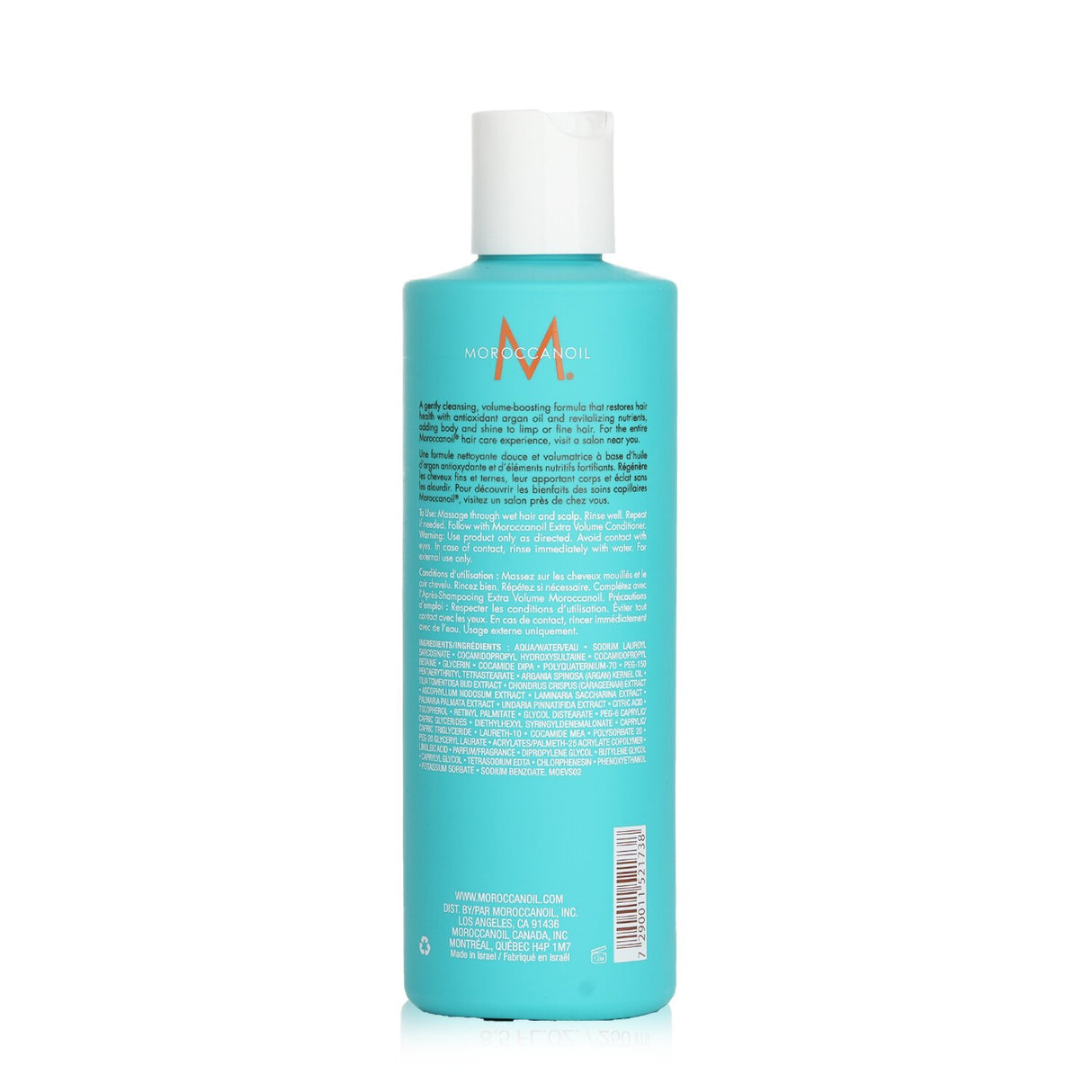 Moroccanoil Extra Volume Shampoo in a 250ml bottle, designed to add weightless volume and hydration for fine, limp hair.