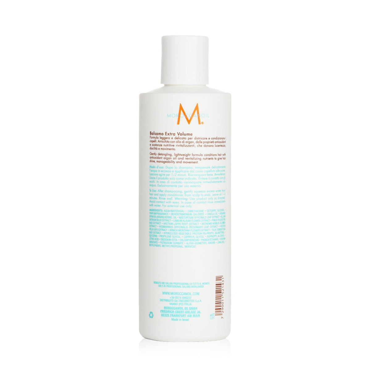 Moroccanoil Extra Volume Conditioner in 250ml, enhances fine hair with Argan Oil, Keratin, and Tilicine for vibrant volume.