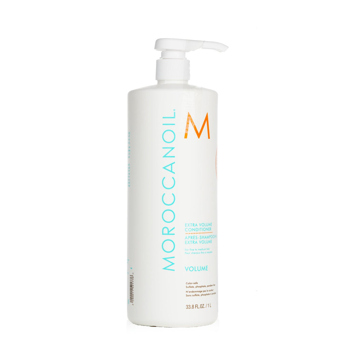 Moroccanoil Extra Volume Conditioner in 1000ml bottle; volumizes fine hair with Argan Oil, Keratin, and Tilicine formula.