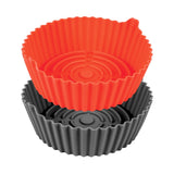 Set of 2 eco-friendly silicone air fryer inserts with grip tabs, easy to clean and reusable for hassle-free cooking.