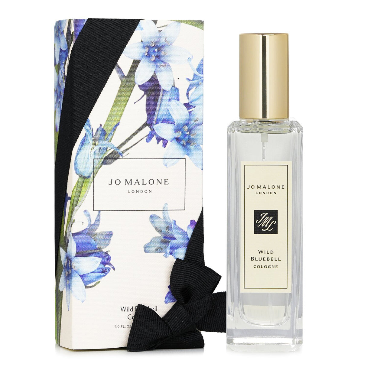 Jo Malone Wild Bluebell Cologne Spray in a sleek 30ml bottle, featuring floral notes of bluebell, jasmine, and musk.