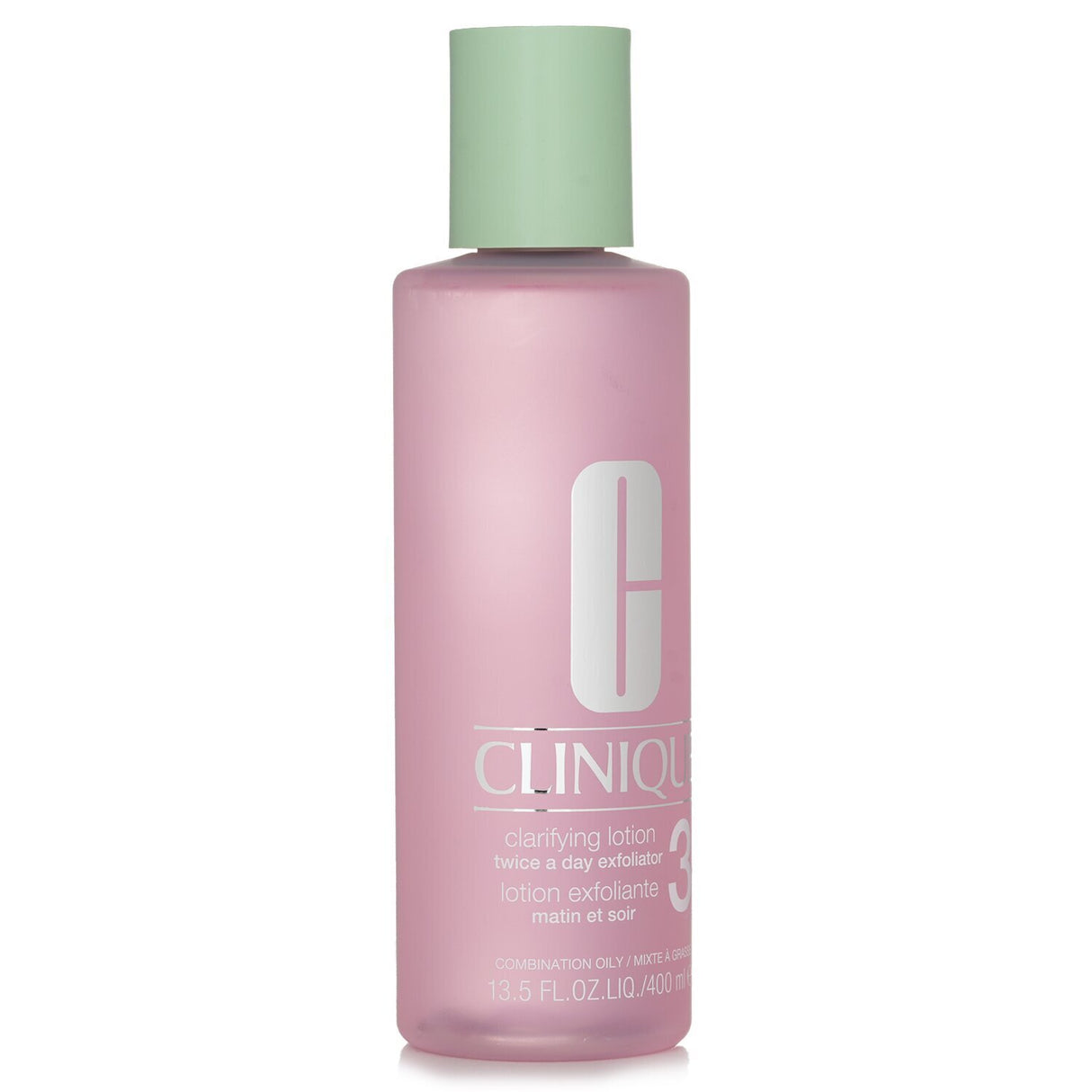 Clinique Clarifying Lotion 3 in a 400ml bottle, designed for clear, radiant skin and ideal for oily or combination skin types.