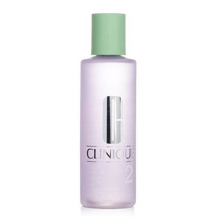 Clinique Clarifying Lotion 2, a 400ml exfoliator for Asian skin, promotes smooth, clear skin and enhances moisture absorption.