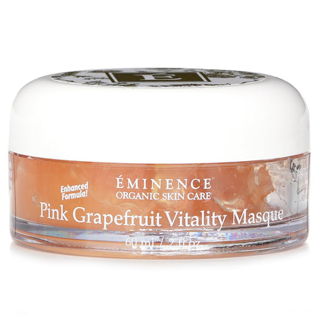 Eminence Pink Grapefruit Vitality Masque in 60ml, revitalizing mask for normal to dry skin with grapefruit, mandarin, and honey.