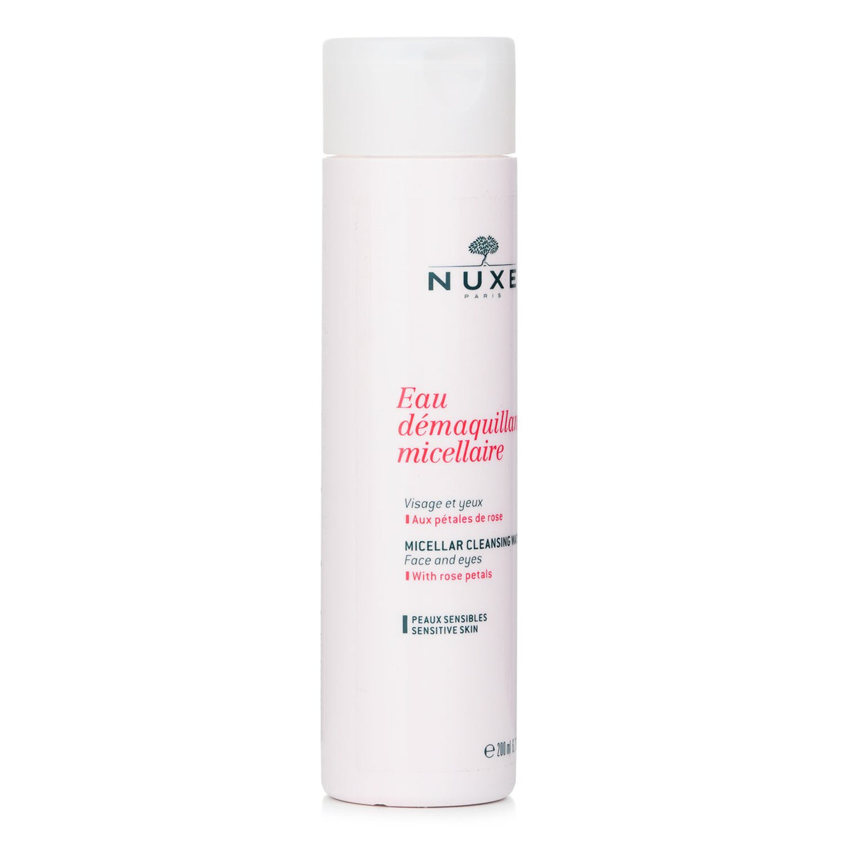 Nuxe Micellar Cleansing Water - 200ml, alcohol-free, removes makeup, softens skin with rose water, and leaves a fresh feel.