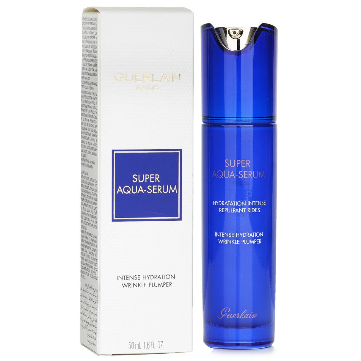 Guerlain Super Aqua Serum 50ml, a hydrating wrinkle plumper enhancing skin's elasticity for a youthful, radiant complexion.