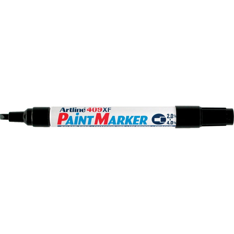 Artline 409 Paint Marker Permanent 4.0mm Chisel Black -12 units