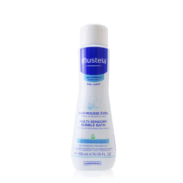 Mustela Multi Sensory Bubble Bath for newborns, 200ml, with a gentle formula that cleanses, hydrates, and awakens senses.