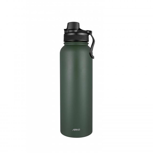 Avanti HydroSport Quench Bottle 1.1L in Khaki, stainless steel, double wall insulation, secure lid, BPA-free hydration solution.