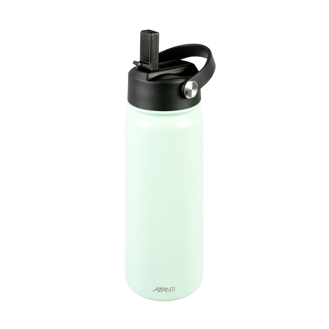 Mint-colored 550ml Avanti HydroSport Sipper Insulated Bottle with double wall vacuum insulation for hot/cold drinks and a leakproof lid.