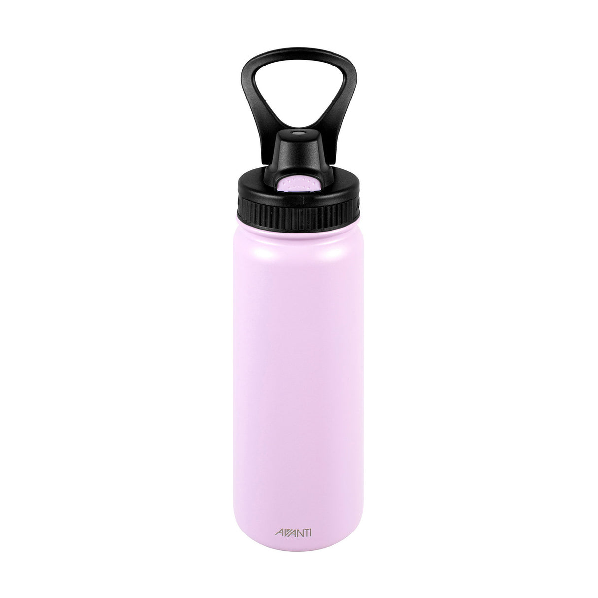 Lavender 550ml insulated bottle with stainless steel, keeping drinks cold for 24 hours; features leakproof lid and carry handle.