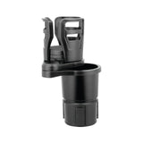 Avanti Multi Function Car Cup Holder, expandable for bottles 73mm to 150mm, durable black plastic, prevents spills.