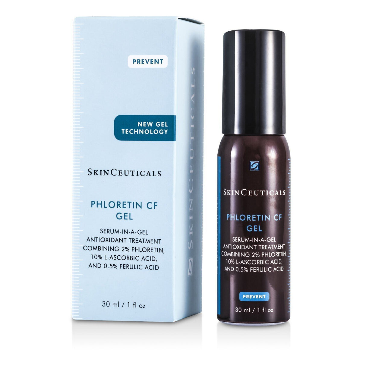 Antioxidant-rich SkinCeuticals Phloretin CF Gel for skin protection, cell turnover, and a radiant complexion.