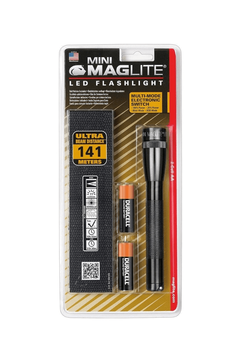 Maglite 2 Aa Led Flashlight Black Hang Sell With Pouch