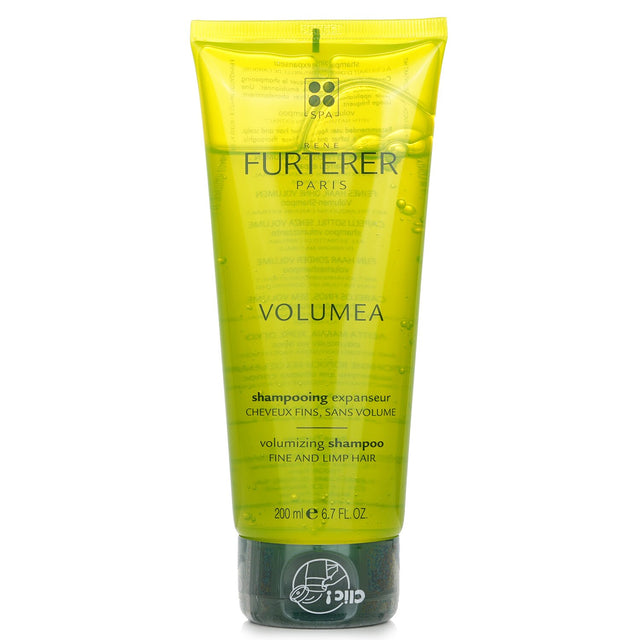 Rene Furterer Volumea Volumizing Shampoo in 200ml, designed to boost fine, limp hair with airy volume and natural Carob extract.