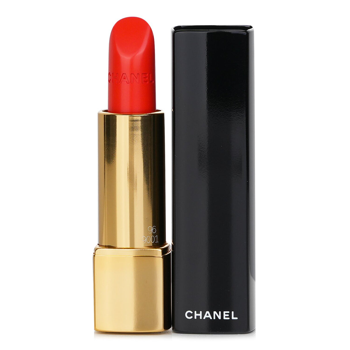 Chanel Rouge Allure #96 Excentrique lipstick in a sleek tube, featuring silky satin texture and bold, long-lasting color.