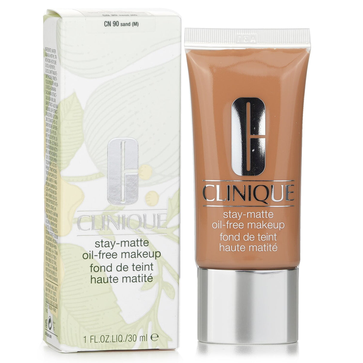 Clinique Stay Matte Oil-Free Makeup in #19 CN 90 Sand, 30ml, offers a lightweight, matte foundation perfect for oily skin.