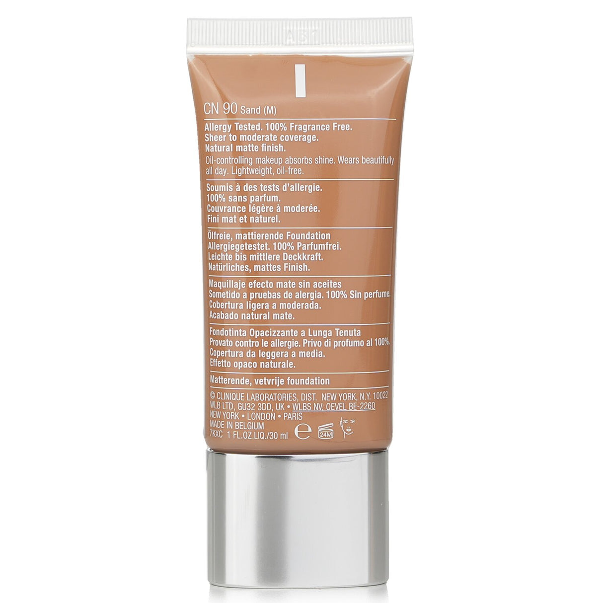 Clinique Stay Matte Oil Free Makeup in #19 Sand, 30ml; lightweight, oil-free foundation for a matte finish and lasting wear.