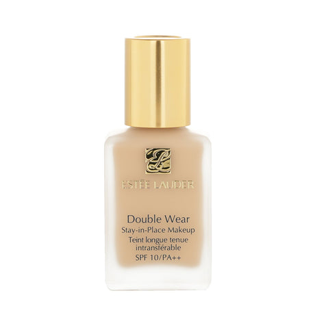 Estee Lauder Double Wear foundation in No. 36 Sand offers medium coverage, semi-matte finish, and SPF 10 for all-day wear.