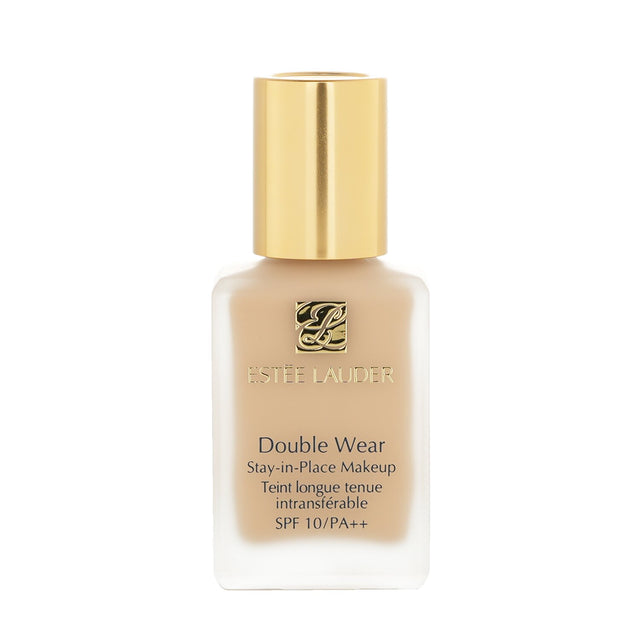 Estee Lauder Double Wear foundation in No. 36 Sand offers medium coverage, semi-matte finish, and SPF 10 for all-day wear.