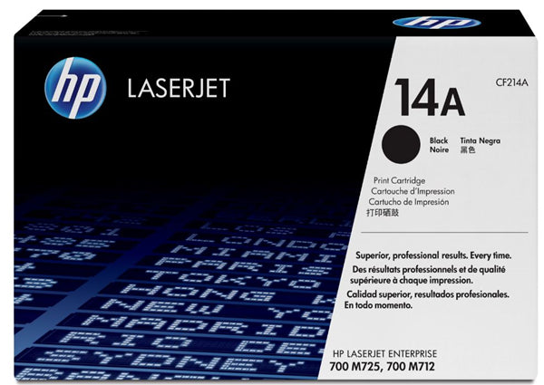 HP 14A Black Toner cartridge for high-quality printing, yielding up to 10,000 pages, compatible with select LaserJet printers.