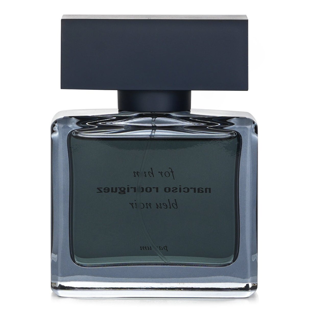 Narciso Rodriguez For Him Bleu Noir Parfum Spray in an elegant blue bottle, featuring iris, musk, and suede notes for modern men.