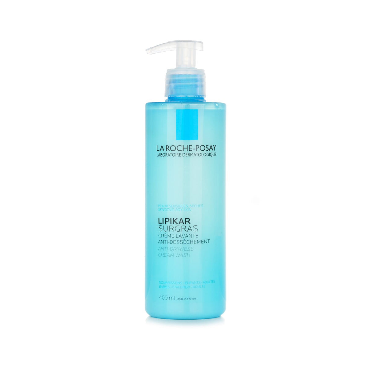 La Roche Posay Lipikar Surgras Shower-Cream, 400ml, nourishes dry skin with 10% lipid concentrate and Niacinamide.