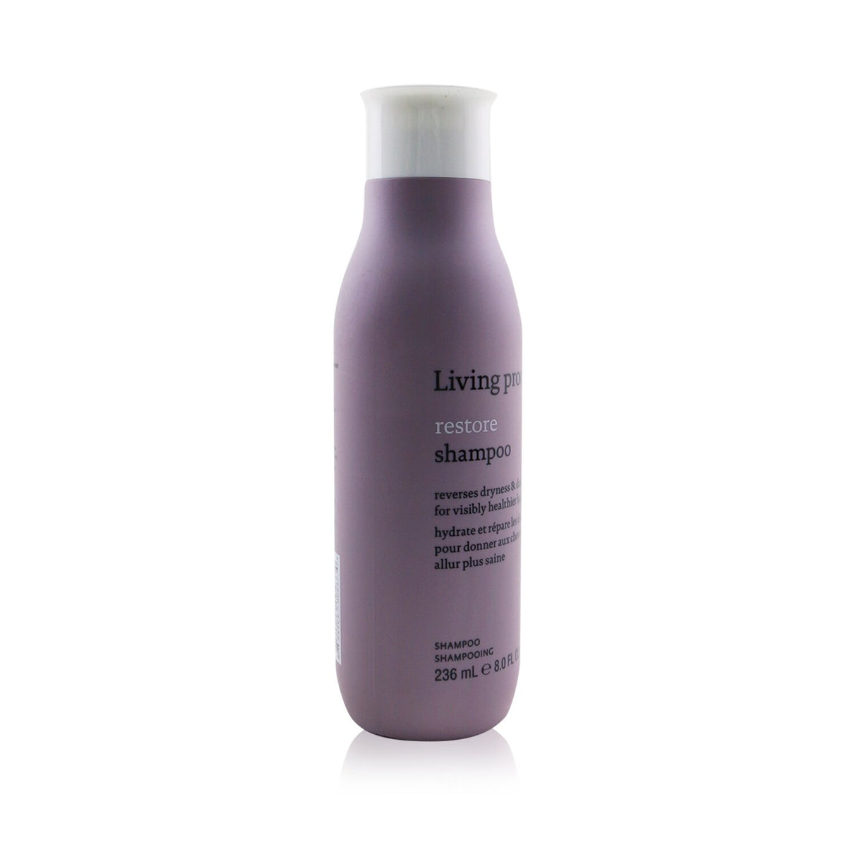 Living Proof Restore Shampoo in a 236ml bottle, designed for dry or damaged hair, offering hydration and shine without sulfates.