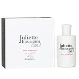 Juliette Has A Gun Miss Charming perfume bottle, showcasing a floral fruity scent with notes of rose, strawberry, and musk.