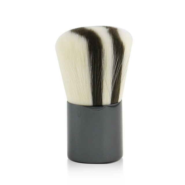 Chantecaille Kabuki Brush with gunmetal handle, featuring soft goat hair for blending and a chic zebra print design.