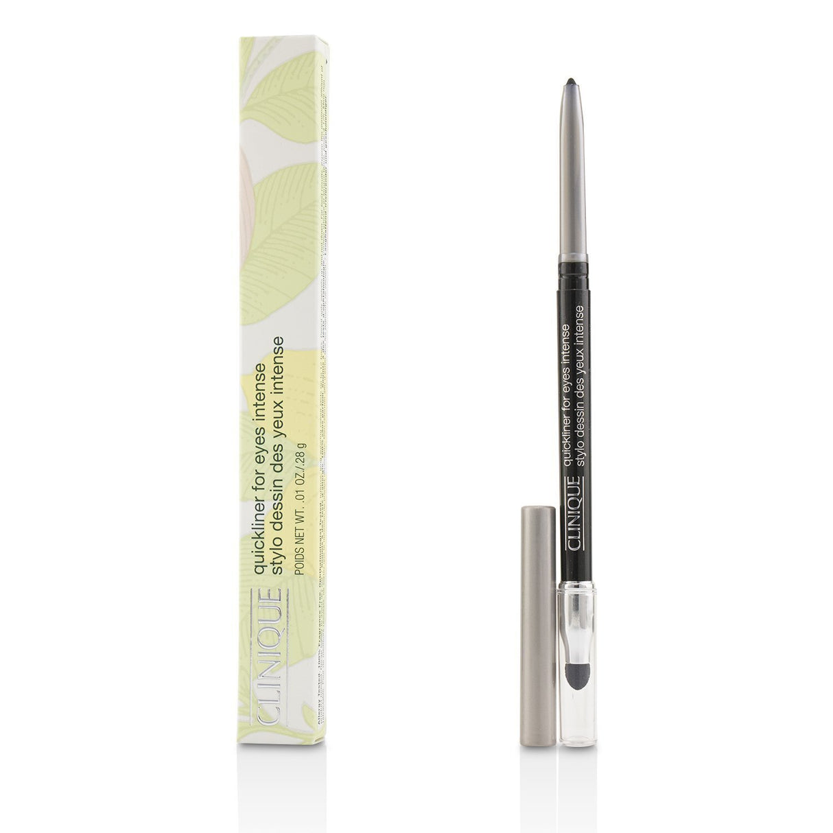 Automatic eyeliner pencil in Intense Ebony with smudge tool for bold, dramatic eye looks; no sharpening needed.