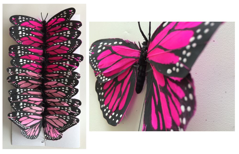 Artificial Butterflies - Set Of 12 PINK