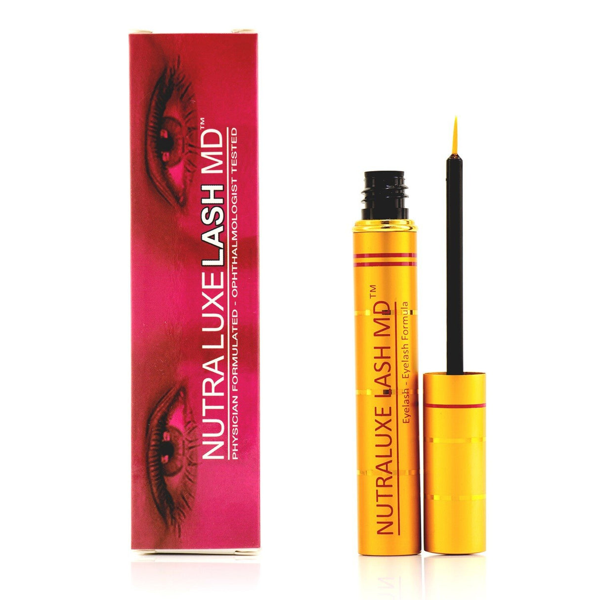 Nutraluxe MD Eyelash Formula in 4.5ml, a natural serum enhancing lash length, fullness, and strength with nourishing ingredients.