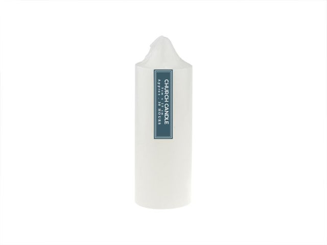 White 15cm church candles, 48 units, ideal for prayer and events, offering 30 hours of steady, smoke-free light.